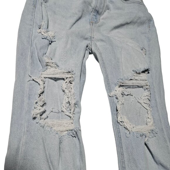 Cello Jeans Womens Size 13 Straight Leg High Rise Ripped Light Wash Denim Pants - Picture 5 of 7